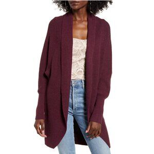 Leith purple ribbed knit open front cardigan